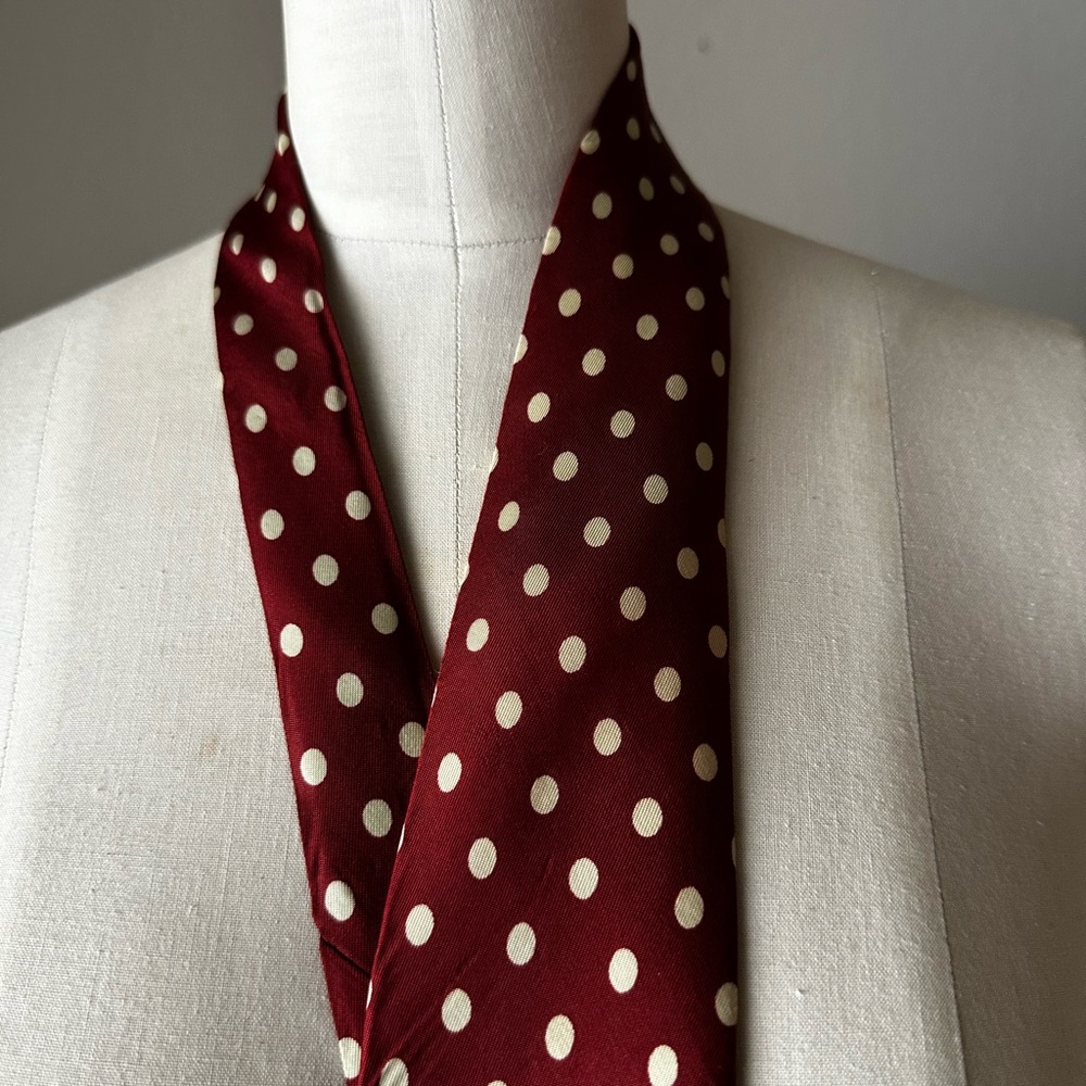Vintage Silk Burgundy Polka Dot Tie Scarf